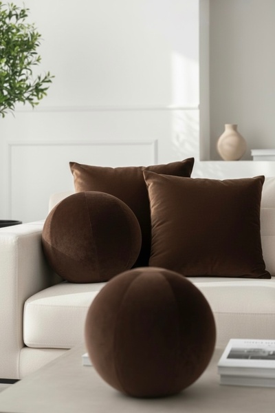 JACA Dekoratif Yastık Seti Top Şeklinde Yastık ve Dikdörtgen Seti (2 Adet)