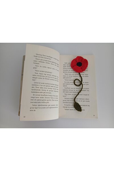 örgü EL ÖRGÜSÜ GELİNCİK ÇİÇEKLİ KİTAP AYRACI