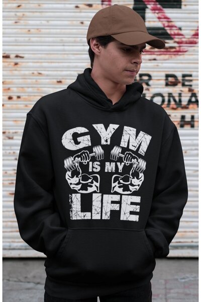 SEVBANO هودي رياضي للجنسين مطبوع من Gym Is My Life قصة فضفاضة لكمال الأجسام و...