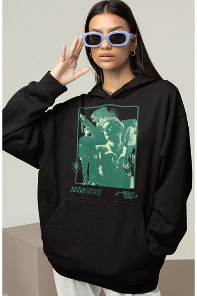SEVBANO هودي مغني كبير الحجم مطبوع عليه تصميم جاستن بيبر للجنسين