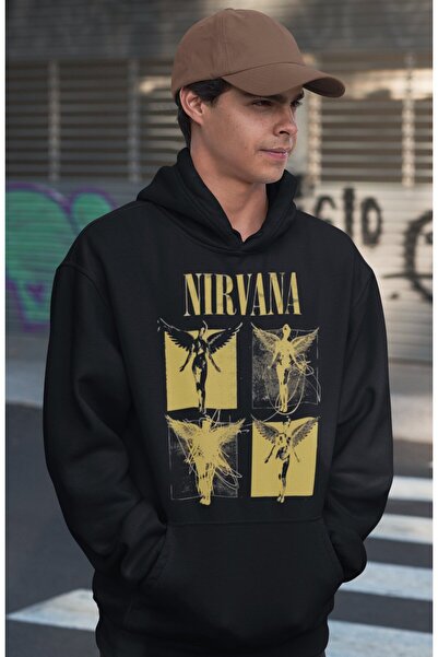 SEVBANO هودي نيرفانا روك ميتال مطبوع للجنسين قصة فضفاضة لفرقة الموسيقى