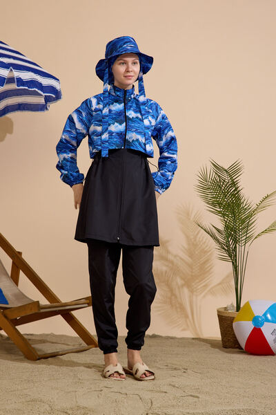 GAVLİA Women's Hijab Swimsuit 5-Piece Set - Full Coverage with Zipper..