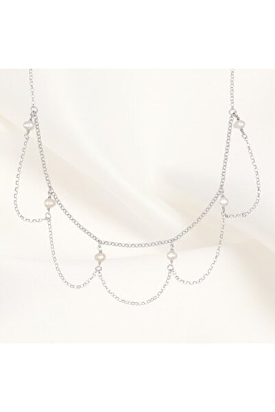 Joliesse Diamonds Modern Pearl Choker Necklace, 925 Silver with cultured pear...