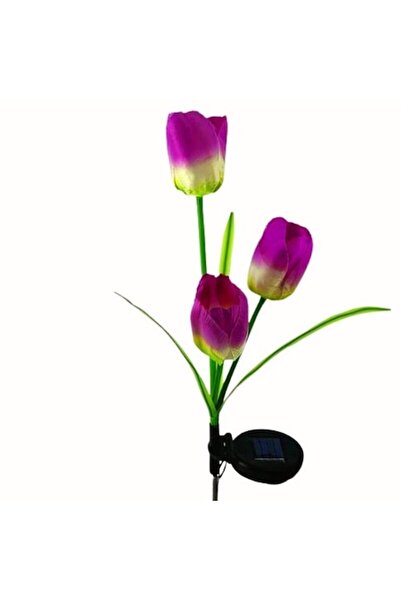 DAMUR Solar LED Tulip Lamp with 3 Flowers for Garden, Height 78 cm