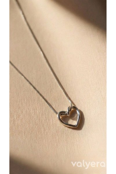 valyera Gümüş Renk Çelik Minimal Kalp Kolye