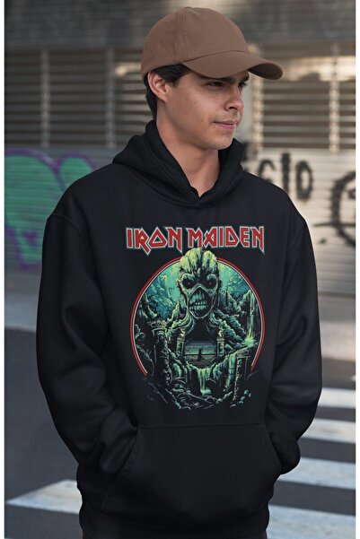 SEVBANO Φούτερ με κουκούλα Iron Maiden Rock Metal με στάμπα, Unisex, Oversize...