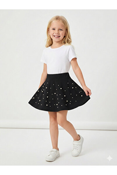 Ruki Çocuk Kız Çocuk Kiloş Pileli Önden Düğmeli Modern Günlük Etek