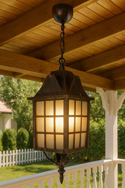 232LAMP NOSTALJİ Sarı Eskitme Modern Lüx Kafes Sarkıt Bahçe Veranda Balkon Te...