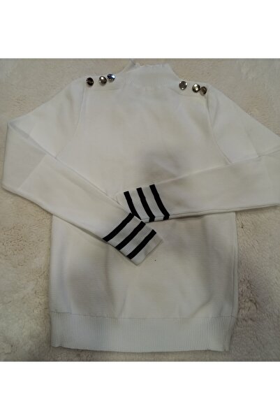 BERNE Beyaz likrali triko bluz