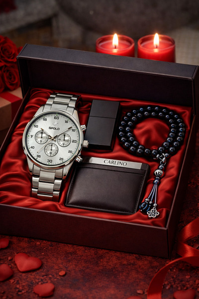 S.POLO HEDİYELİK KUTULU ERKEK KOL SAATİ ÇAKMAK KARTLIK TESPİH BİLEKLİK SEVGİL...