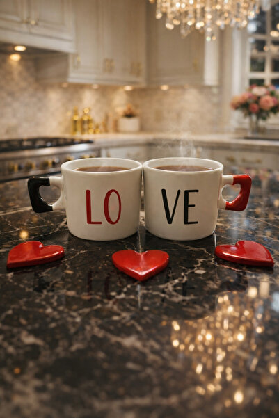 Renklerin Atölyesi 2li Love yazılı mug kupa