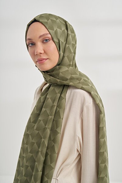 ARMANDA Geometric Pattern Shawl 3120-Linen Green