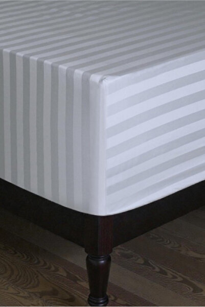 VESSİNOHOME Cotton Satin Fitted Sheet Set Striped Single Double White/Colored...