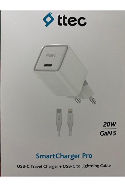Ttec 2TC20LB ttec SmartCharger 20W PD GAN Seyahat Hızlı Şarj Aleti + USB-C - Lightning 150cm Kablo