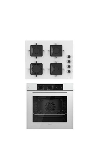 Ferre Flowart Serisi 2'Lİ ( QBL62CB SS206 ) Beyaz Ankastre Set