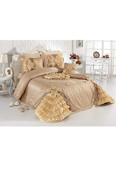 GOLDEN HOME Premium 4-Piece Bed Linen Set with Ruffles - Elegant Design, 260x...