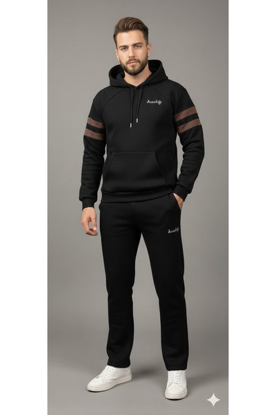 erkek eşofman takımı–3 İplik Şardonlu.Erkek Kapüşonlu Spor Takım