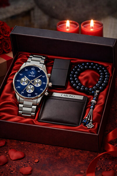 S.POLO HEDİYELİK KUTULU ERKEK KOL SAATİ ÇAKMAK KARTLIK TESPİH BİLEKLİK SEVGİL...