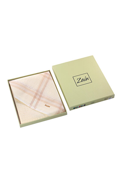 Zain Light beige shemagh with gray stripes