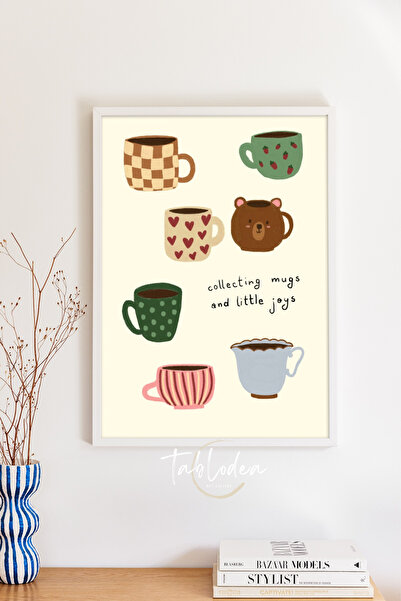 tablodea Pinterest Căni de cafea colorate Tablou cu colțuri de cafea cu ilust...