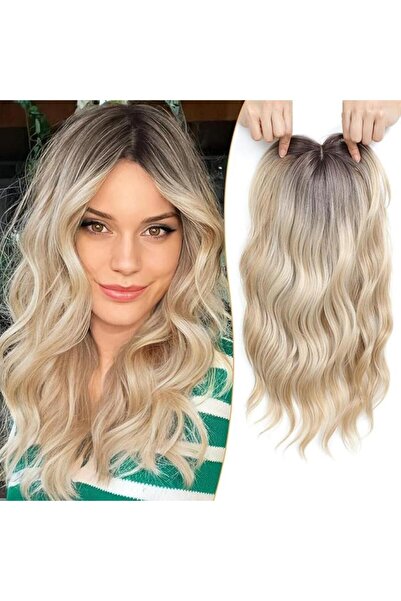 PANEWAY Wavy clip-in wig for women, from dark roots to blonde, 40 cm