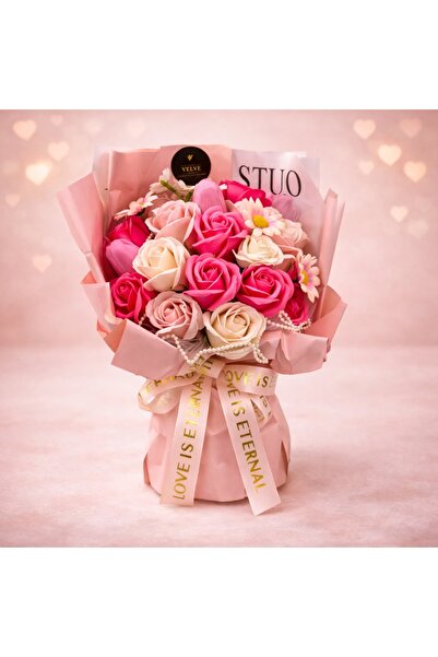 velve Eternal floral bouquet of handmade flowers, roses and soap tulips, Past...