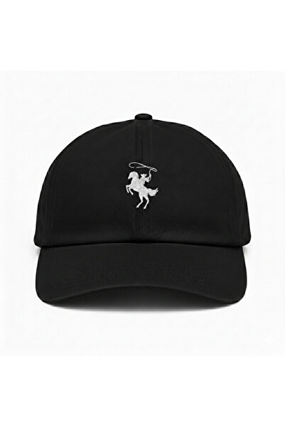 LUCEA At Figürlü Nakışlı Siyah Unisex Ayarlanabilir Cırtcırtlı Şapka