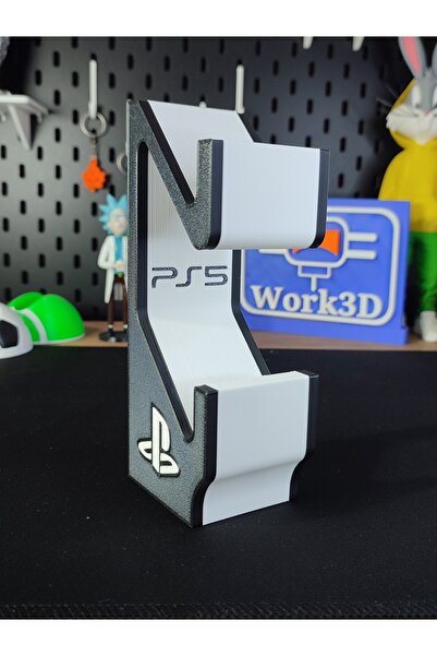 WORK3D PS5 DualSense Çift Oyun Kolu Standı – 3D Baskı Masaüstü Tutucu
