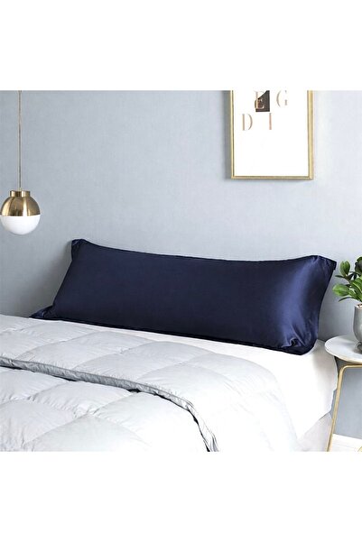 Cherry Bloom Cotton غطاء وسادة طويل من القطن الساتان باللون الأزرق الداكن مقا...