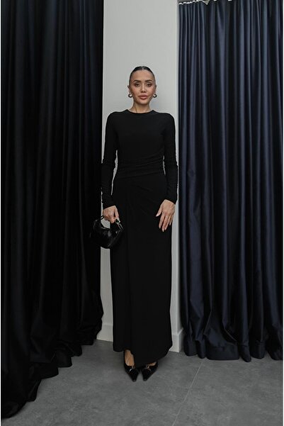 Havoş Rochie cu fantă cu detaliu drapat în față negru