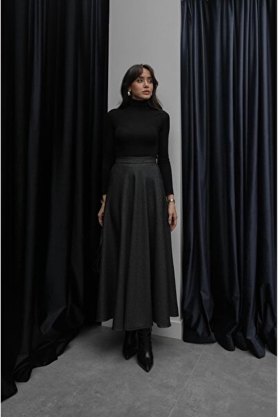 Havoş Fusta neagră Evaze croială talie înaltă