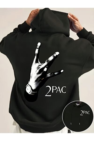 LAND MODA Unisex "2Pac" Printed Hooded Sweatshirt, Soft Fabric, Kangaroo Pock...