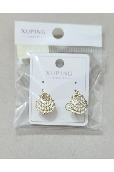 XUPING JEWELRY Xuping Steel Earrings Gold Zircon Stone Women's Minimal Anti-A...