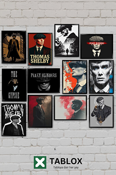 TABLOX 12 Parça Peaky Blinders Tommy Thomas Shelby Gangster Dizi Karanlık Sti...
