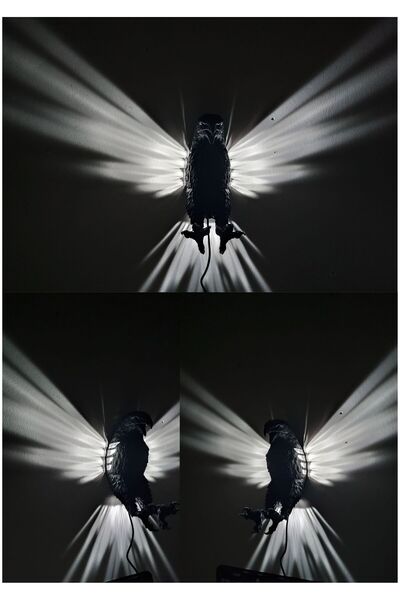 WORK3D 3D Printing Realistic Eagle Figured Led Wall Lamp – Black Decorative I...