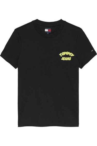 Tommy Hilfiger Women's Brand Logo Black T-Shirt Suitable for Daily Use Dw0Dw2...