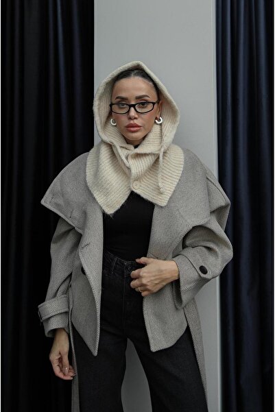 Havoş Бежева балаклава з вовни з ґудзиками