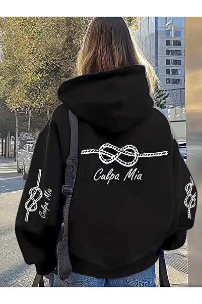 LAND MODA Hanorac italian „Culpa Mia” Ka cu glugă pentru femei