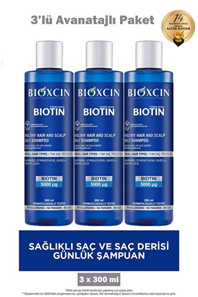 Bioxcin Shampoo Daily Biotin 300 ml 3 Pieces