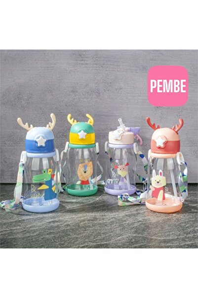 FeyzaDesign 600 ML Çocuk Suluk Geyikli Su Matarası, Kayışlı, BPA İçermez