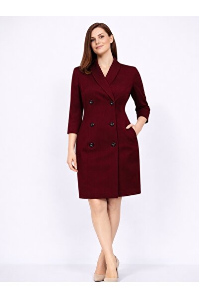 Bad Axel Burgundy midi dress with a wrap-around design