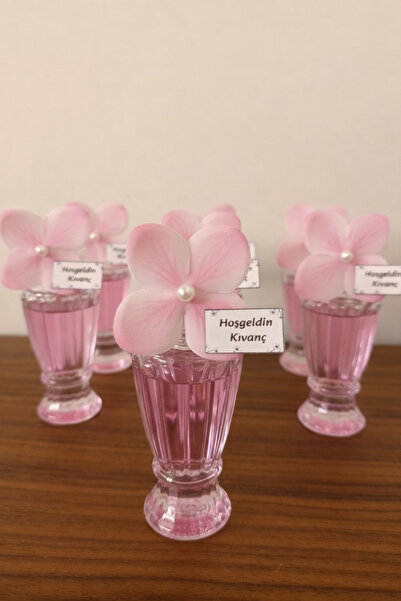 Florena Design 💗– 30 Adet- Pembe Çiçek Süslemeli Hediyelik Kolonya