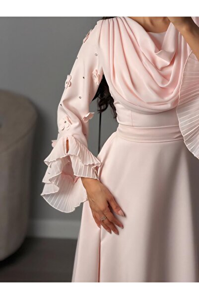 Rahibhdresses Elegant evening dress - Barbie fabric with georgette trim, lase...