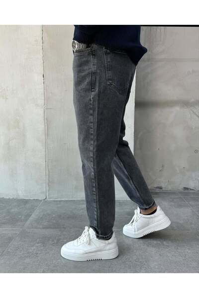 DORAJEANS بنطلون جينز رجالي بخصر مرتفع وقصة مريحة