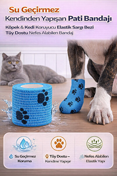 Hane Dostu Su Geçirmez Kendinden Yapışan Pati Bandajı | Köpek & Kedi Koruyucu...