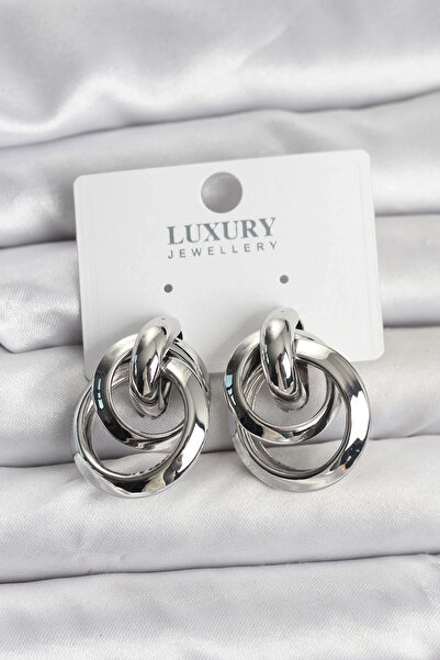 Generic Brand Mey Import ®   Silver Color Hoop Model Brass Women's Earrings