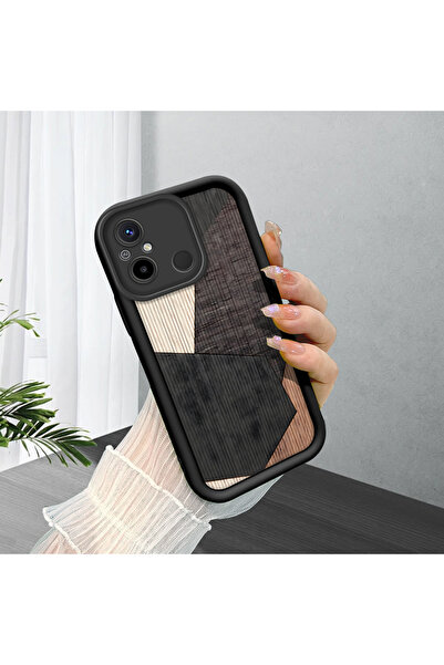 CASEVIBE Redmi 12C Uyumlu, şık kaplama ahşap desenli silikon telefon kılıfı