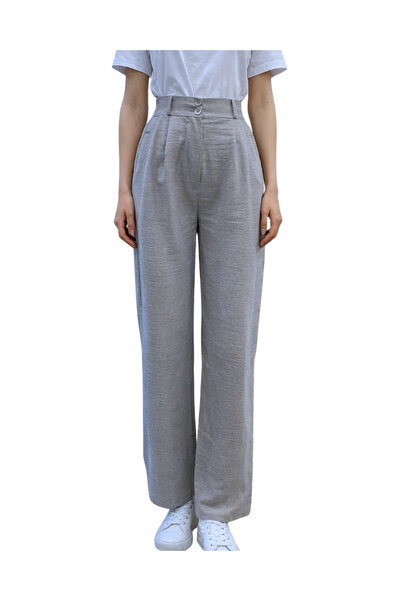 Qualia Butik Women's Transitional Pocket Detail Fabric Trousers