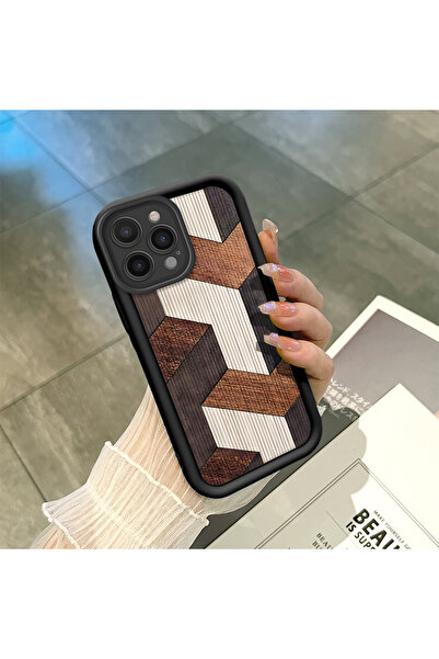 CASEVIBE iPhone 15 Pro Max Uyumlu, şık kaplama ahşap desenli silikon telefon ...