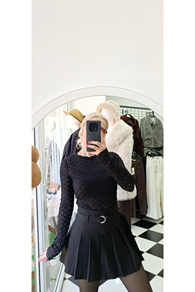 Butik Pileli mini şort etek